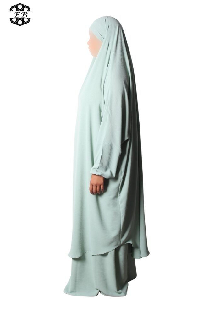 Grossiste jilbab 2 pièces jupe évasée Jazz Kellya by El Bassira vert anis – Image 3