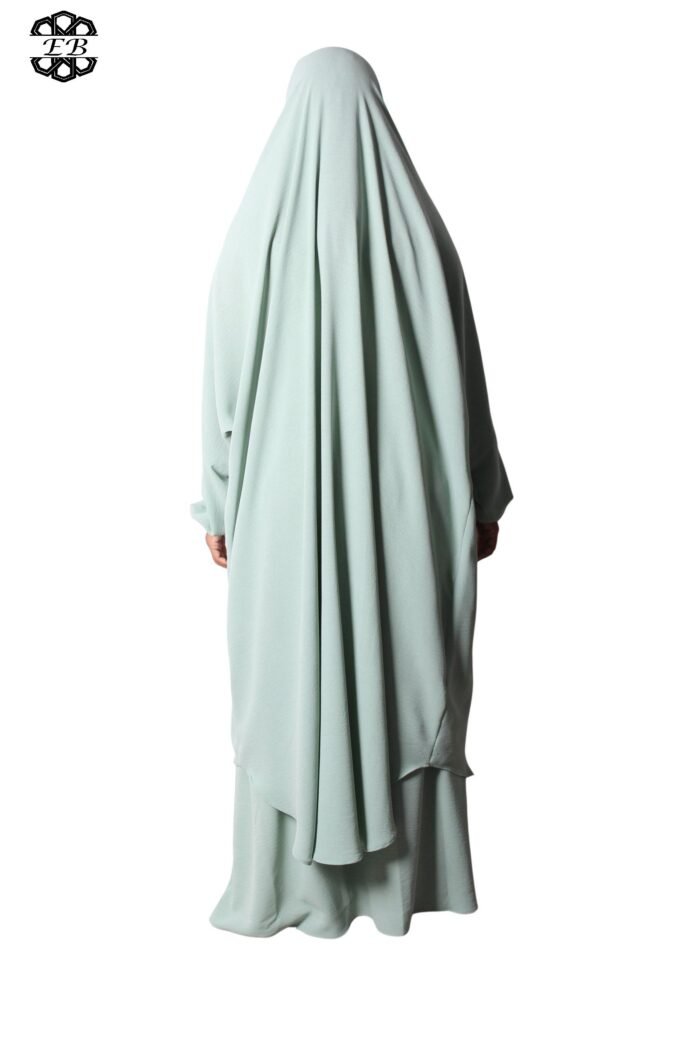 Grossiste jilbab 2 pièces jupe évasée Jazz Kellya by El Bassira vert anis – Image 5